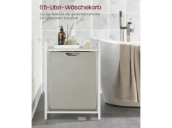 Bettwäsche^Vasagle Wäschesammler 50 cm x 33 cm x 72 cm Weiß