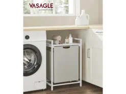 Bettwäsche^Vasagle Wäschesammler 50 cm x 33 cm x 72 cm Weiß