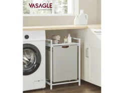 Bettwäsche^Vasagle Wäschesammler 50 cm x 33 cm x 72 cm Weiß