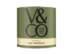 V&CO Premium-Innenfarbe Dead Flat Matt Gelb Farbton 1 2,5 l
