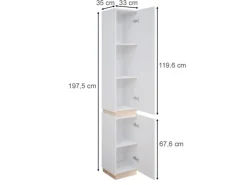 Regal Weiß^Vicco Badschrank Gloria /Sonoma 33 x 198 cm mit 2 Türen