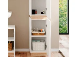 Regal Weiß^Vicco Badschrank Gloria /Sonoma 33 x 198 cm mit 2 Türen