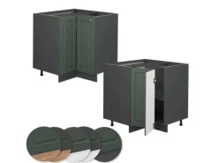 Eckregale|Schränke^Vicco Eckunterschrank Fame-Line Grün-Gold Landhaus/Anthrazit 81 cm ohne Arbeitsplatte