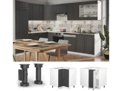 Eckregale^Vicco Eckunterschrank Fame-Line -Gold/Weiß 81 cm ohne Arbeitsplatte