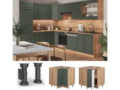 Eckregale^Vicco Eckunterschrank Fame-Line Grün-Gold Landhaus/Goldkraft Eiche 81 cm AP Eiche