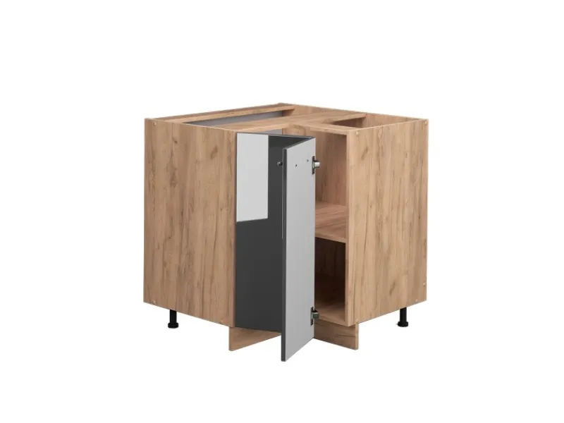 Eckregale^Vicco Eckunterschrank Fame-Line Hochglanz/Goldkraft Eiche 81 cm AP Eiche