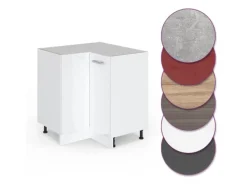 Eckregale|Schränke^Vicco Eckunterschrank R-Line Hochglanz/ 76 cm ohne Arbeitsplatte