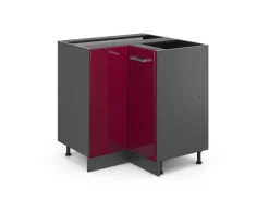 Eckregale^Vicco Eckunterschrank R-Line Bordeaux Hochglanz/Anthrazit 76 cm ohne Arbeitsplatte