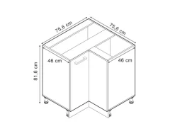 Eckregale^Vicco Eckunterschrank R-Line Bordeaux Hochglanz/Anthrazit 76 cm ohne Arbeitsplatte