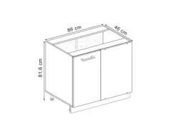 Eckregale^Vicco Eckunterschrank R-Line Bordeaux Hochglanz/Weiß 86 cm ohne Arbeitsplatte
