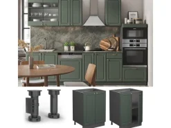 Vicco Küchenunterschrank Fame-Line Grün-Gold Landhaus/Anthrazit 60 cm ohne Arbeitsplatte