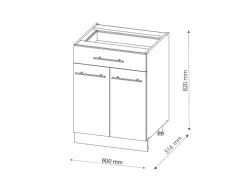 Vicco Küchenunterschrank Fame-Line Hochglanz/ 60 cm mit Schublade ohne Arbeitsplatte