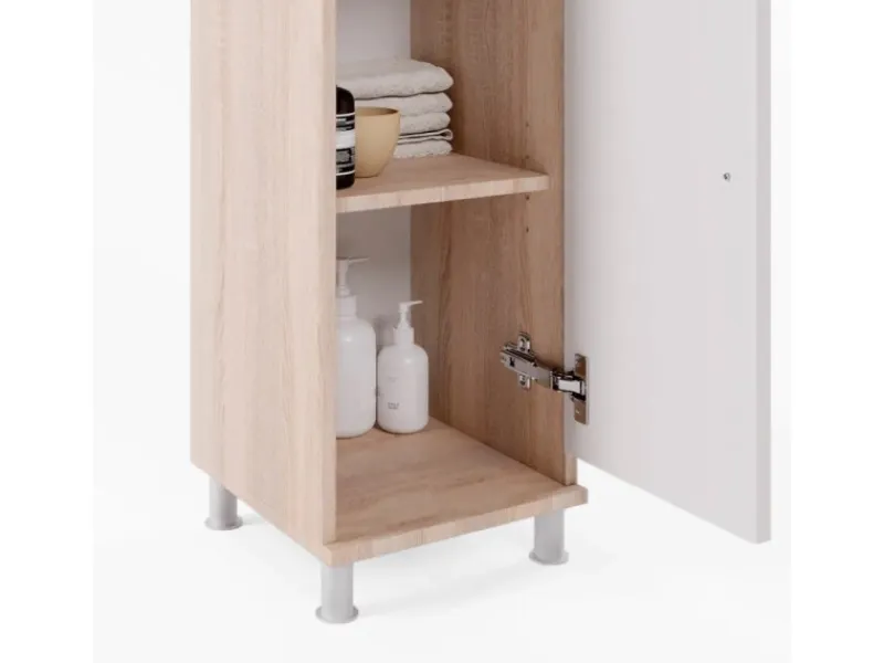 Regal Weiß^Vicco Midischrank Fynn Sonoma/Weiß 30 x 95 cm