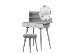 Hocker^Vicco Schminktisch Edda 80 cm mit LED Beleuchtung und Hocker