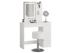 Vicco Schminktisch Julia Weiß 90 cm mit LED-Spiegel und Hocker