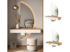 Tische^Vicco Schminktisch Melisa /Eiche 120 cm mit LED Beleuchtung