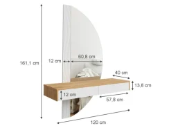 Tische^Vicco Schminktisch Melisa /Eiche 120 cm mit LED Beleuchtung