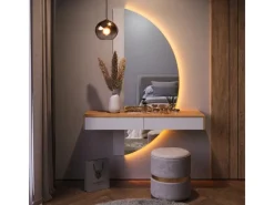 Tische^Vicco Schminktisch Melisa /Eiche 120 cm mit LED Beleuchtung