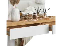 Tische^Vicco Schminktisch Melisa /Eiche 120 cm mit LED Beleuchtung