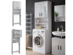 Regal Weiß^Vicco Waschmaschinenschrank Irma Hochglanz/ 64 x 191 cm Badezimmerschrank für die Waschmaschine