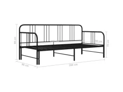 vidaXL Ausziehsofa Bettgestell Schwarz Metall 90x200 cm Modell 2650960