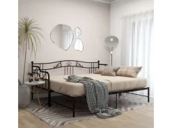 vidaXL Ausziehsofa Bettgestell Schwarz Metall 90x200 cm Modell 4650972