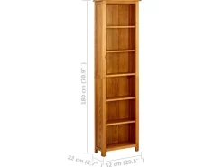 vidaXL Bücherregal 6 Fächer 52x22x180 cm Massivholz Eiche
