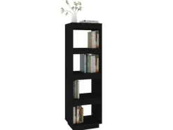 Regale Massivholz|Bücherregale^vidaXL Bücherregal/Raumteiler Schwarz 40x35x135 cm Massivholz Kiefer