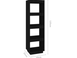 Regale Massivholz|Bücherregale^vidaXL Bücherregal/Raumteiler Schwarz 40x35x135 cm Massivholz Kiefer