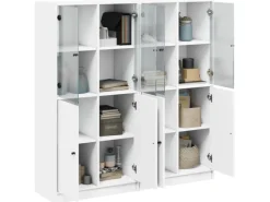 Regal Weiß|Holzregale^vidaXL Bücherschrank mit Türen 136x37x142 cm Holzwerkstoff Weiß