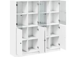 Regal Weiß|Holzregale^vidaXL Bücherschrank mit Türen 136x37x142 cm Holzwerkstoff Weiß