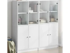 Regal Weiß|Holzregale^vidaXL Bücherschrank mit Türen 136x37x142 cm Holzwerkstoff Weiß