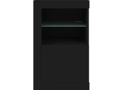 vidaXL Beistellschränke mit LED-Leuchten 2 Stk Schwarz Holzwerkstoff