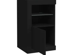 vidaXL Beistellschränke mit LED-Leuchten 2 Stk Schwarz Holzwerkstoff