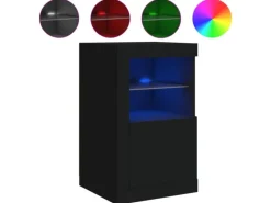 vidaXL Beistellschränke mit LED-Leuchten 2 Stk Schwarz Holzwerkstoff