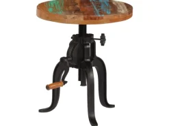 Tische^vidaXL Beistelltisch 45 x 45-62 cm Altholz Massiv und Gusseisen 247588