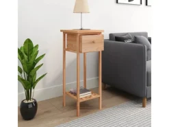 vidaXL Beistelltisch mit Schublade 25x25x60 cm Massivholz Nussbaum
