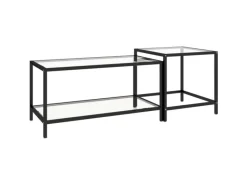 Tische^vidaXL Beistelltische 2 Stk. Hartglas Transparent