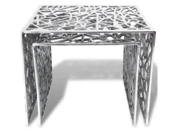 Tische^vidaXL Beistelltische 2 Stk. Quadratisch Silbern Aluminium