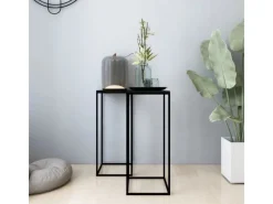 Tische^vidaXL Beistelltische 2 Stk. Schwarz Stahl