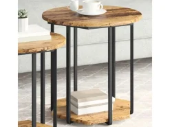 vidaXL Beistelltisch-Set mit Regal 2-Tlg Altes Holz und Schwarz 869718