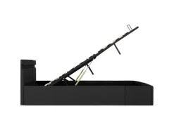 vidaXL Bett mit Bettkasten Hydraulisch LED Dunkelgrau Stoff 180x200 cm619367