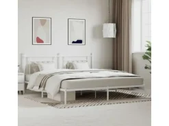 vidaXL Bettgestell mit Kopfteil Metall Weiß 200x200 cm Modell 31846457