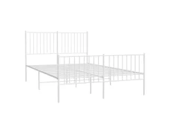vidaXL Bettgestell mit Kopf- und Fußteil Metall Weiß 140x200 cm Modell 21629523