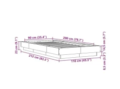 vidaXL Bettgestell mit LED 90x200 cm Holzwerkstoff 3281120