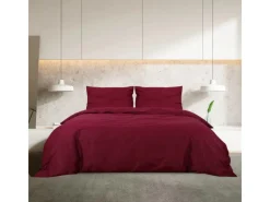 Decken^vidaXL Bettwäsche-Set Bordeaux 155x220 cm Leichte Mikrofaser 136039