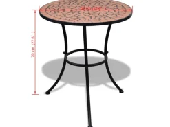 vidaXL Bistrotisch -Rot 60 cm Mosaik 41528