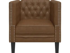 vidaXL Chesterfield-Sessel Braun Kunstleder in Wildleder-Optik 2164395