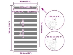 vidaXL Doppelrollo 90x100 cm Stoffbreite 85,9 cm Polyester 4014727