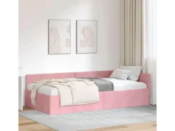 vidaXL Eckbettgestell mit Kopfteil 100 x 200 cm Stoff 42016094